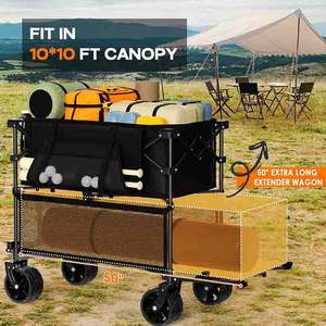 डबल डेकर वैगन ढहने भारी शुल्क फोल्डेबल बड़े समुद्र तट वैगन के साथ बड़े सभी इलाकों के पहियों तह उपयोगिता गाड़ी - Product Image 4