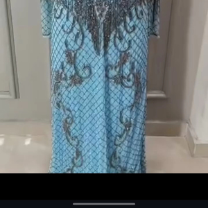 ชุดเดรสปาร์ตี้แต่งงานประดับด้วยลูกปัด Gatsby สีน้ำเงินแพลตตินัม1920S กระโปรงยาวสง่างามประดับด้วยการปักขนาดใหญ่พิเศษ (ไซส์ใหญ่พิเศษ) - Product Image 4