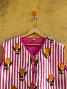 Chaleco Acolchado Estilo Vintage para Mujer, Diseño Floral, Cuello en V, 100% Algodón, Informal, para Todas las Temporadas, Chaleco sin Mangas para Mujer - Product Image 4