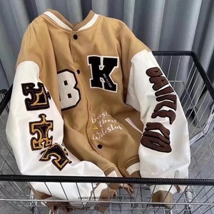 แจ็กเก็ตหนังแท้ปักลายตัวอักษรวินเทจทรงหลวมสำหรับผู้ชายแฟชั่นฤดูหนาวสไตล์อเมริกัน - Product Image 2