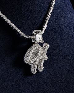 Colgante inicial H de Plata de Ley 925 personalizado, Diamante de moissanita completamente helado con Base dorada, joyería de estilo Hip Hop de alta calidad - Product Image 1