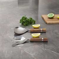 Poignée d'appât en rotin ensemble de couverts à salade en acier inoxydable ensemble de couverts de luxe écologique fourchette cuillères vaisselle