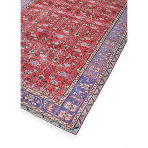 Alfombra de Lana Anudada a Mano Vintage de Gran Tamaño Pae-2294 con Patrón Floral Rojo y Naranja para Sala de Estar o Pasillo para Adolescentes - Product Image 2