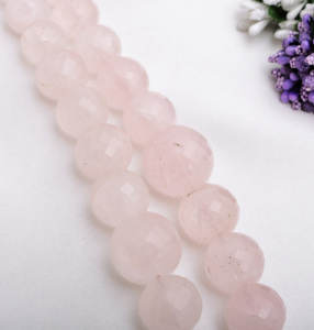 ลูกปัดโรสควอตซ์ธรรมชาติขนาด 15 มม. ถึง 24 มม. ทรงเหลี่ยมเพชรพลอย สำหรับทำเครื่องประดับชั้นดี - Product Image 6