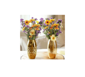 Florero Moderno de Aluminio para Mesa, Florero Alto de Metal Martillado en Color Marrón Rústico - Product Image 5