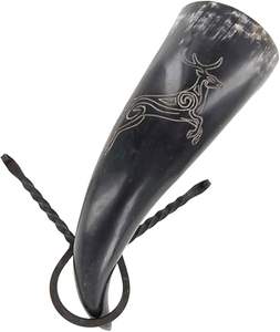 Corne à boire Viking artisanale Cadeau de mariage idéal pour garçons d'honneur et demoiselles d'honneur Corne à boire traditionnelle par HF CRAFTS - Product Image 3