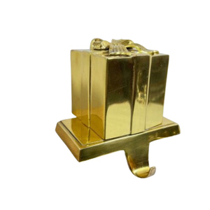 Caja de regalo con acabado dorado Ocasión navideña de metal Soporte para medias de mejor diseño Decoración elegante Fiesta y decoración festiva - Product Image 1