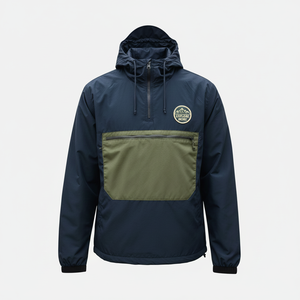 Veste coupe-vent longue vintage à capuche personnalisée avec poche avant et grande poche, demi-zip, design 2026 - Product Image 5