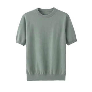 เสื้อยืดผู้ชายสีเขียวมิ้นท์ คอกลม แขนสั้น ทรงปกติ ผ้าถัก แบบเรียบง่าย สวมใส่สบายๆ สำหรับฤดูร้อน - Product Image 1