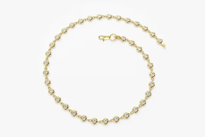 2.50 MM Round Cut Moissanite Diamond <b>Bracelet</b>, 18K <b>Gold</b> Plated Bezel Set <b>Bracelet</b> for Christmas Gift - Product Image 3