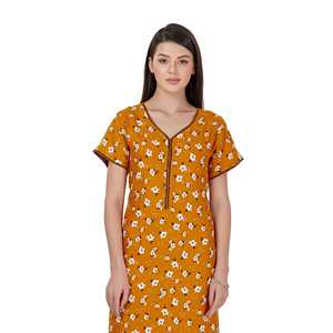 Evolove Robe de nuit longue maxi élégante en viscose Liva imprimée, avec boutons et fermeture éclair, coupe ample pour femme, tissu tissé ODM - Product Image 1