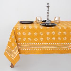 Mantel de algodón hecho a mano con estampado Dabu estilo bohemio, elegante cubierta floral para mesa de comedor - Product Image 1