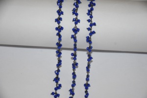 <b>Black</b> & Copper Plated Blue Quartz Glass Beads Rondelle Cluster Rosary <b>Chain</b> Wire Beaded <b>Chain</b> for Jewelry Making, finding - Product Image 4