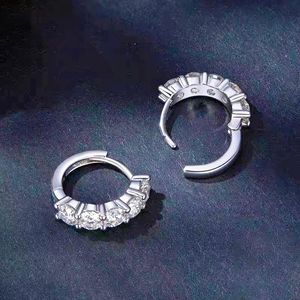 Moissanite Earrings, Lab Created Diamond <b>Huggie</b> Earrings White Gold Plated Sterling <b>Silver</b> <b>Hoop</b> Earrings for Women Gifts - Product Image 2