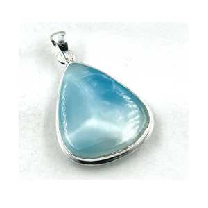 Modern Boho Chic Larimar Gemstone <b>Silver</b> Pendant Fashion Jewelry Bulk Pendants Diamond Main Stone Brass Material for <b>Children</b> - Product Image 5