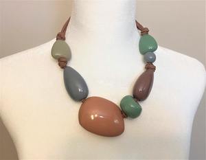 Nouveau Vintage Bohème Indien Bijoux Collier Exagéré Chunky Fait À La Main Ras Du Cou avec Grande Résine et Longue Chaîne De Perles - Product Image 5