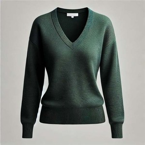 Automne hiver femmes chandails mode à manches longues chaud décontracté col en V 100% coton respirant Anti-rides avant Logo - Product Image 1