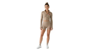 Conjunto Deportivo de Yoga para Mujer, Chaqueta y Pantalones Cortos, Ropa Deportiva con Logotipo Personalizado, Corte Ajustado, Cierre Completo, Colección 2026 - Product Image 6