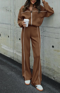 ชุดวอร์มเหนือเข่า2ชิ้นของผู้หญิงพร้อมกางเกงผ้า100% ระบายอากาศได้ดีโลโก้ตามสั่ง - Product Image 4