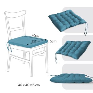 Cojines Decorativos de Bambú Acolchados Antideslizantes de 40x40x5cm para Silla, Sofá, Comedor - Juego de Cojines para Asiento con Soporte Lumbar Extraíble - Product Image 3