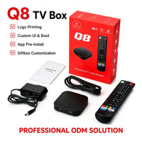 BOXPUT Q8 Boîtier TV S905Y4 Android 14 4GB 32GB 4K WIFI BT5.0 Widevine L1 Télécommande avec logo personnalisé 1 pièce MOQ Compte d'application TV CMS Push Factory