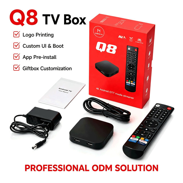 BOXPUT Q8 TV Box S905Y4 Android 14 4GB 32GB 4K WIFI BT5.0 Widevine L1 Custom Logo Remote 1pc MOQ TV CMS App Account Push Factory