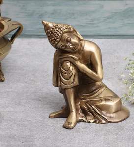 Statue de Bouddha en laiton, laiton pur, élégante, objet de décoration pour la maison et le bureau - Product Image 4