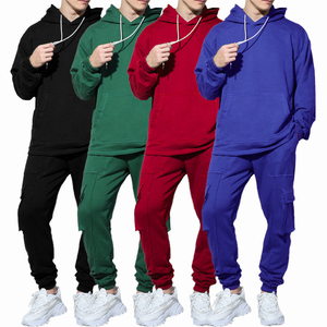 ชุดวอร์มสองชิ้นแขนยาวของผู้ชายชุดวอร์มฤดูหนาวพร้อมกางเกงจ็อกเกอร์ชุดสูทแบบซ้อนกัน - Product Image 1