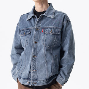 Veste en jean de haute qualité, imprimée, avec logo brodé, pour hommes, streetwear de printemps, veste en jean en coton fin avec logo à l'avant - Product Image 3