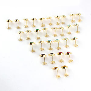 Boucles d'oreilles minimaliste en Onyx vert à facettes, plaqué or 24k, classique, rond, cadeau pour femme, nouvelle tendance - Product Image 5