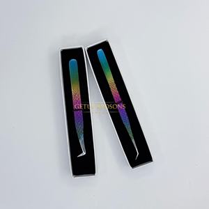 Pinzas para Extensión de Pestañas de Acero Inoxidable Getup Brosons Impex, Aislamiento de 45 Grados, Punta de 90 Grados, Recubrimiento en Polvo Multicolor - Product Image 3