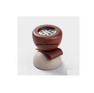 Ramadán 2025, artesanía de madera de tendencia con quemador de metal bakhoor, quemador de incienso de cuero PU, regalos bakhoor Ramadan Eid - Product Image 1