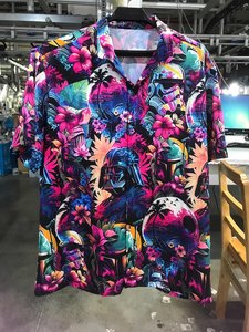 latest wholesale <b>men's</b> holiday short sleeved 100% polyester Hawaiian <b>shirt</b> print rayon <b>Cuban</b> collar <b>shirt</b> - Product Image 6