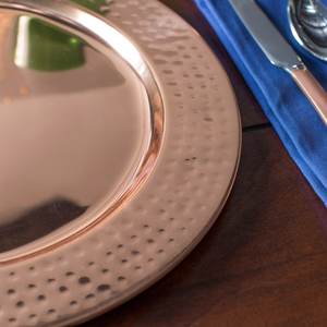 Plaque de chargeur en métal martelé rond minimaliste placage de cuivre occidental pour la maison et le mariage/hôtel vaisselle de table plats - Product Image 3