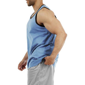 Camiseta sin mangas en blanco de gran tamaño para hombre, camisetas sin mangas de Spandex de algodón personalizadas, ropa de verano para hombre, camiseta sin mangas con cuello redondo para hombre - Product Image 2