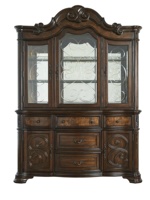 Vitrine élégante de style mid-century, antique et luxueuse, sculptée à la main, en bois massif écologique, pour bar à domicile, salon ou hôtel