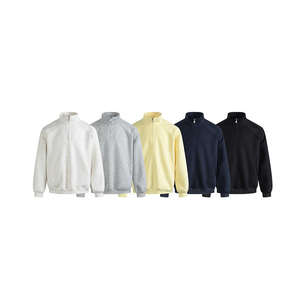Fit Comfortable <b>Half</b> <b>Zip</b> up Stand Collar Drop Sleeve Quarter <b>Zip</b> Plain Cotton Polyester <b>Sweatshirt</b> <b>Men</b> - Product Image 4