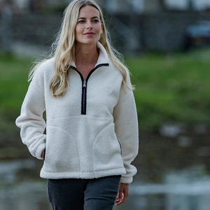 Veste polaire douce légère à fermeture éclair quart pour femmes Vestes de loisirs en plein air avec poches - Product Image 6