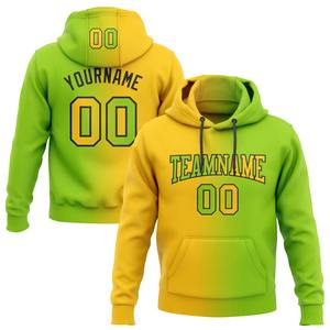 Wholesale & Dropship Custom Stitched Neon Green <b>Yellow</b>-Black Gradient Fashion Sports Pullover Sweatshirt <b>Hoodie</b> - Product Image 1