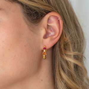 Rainbow Hoop Earrings 925 Sterling Silver 14K Gold Plated Colorful Hoop Earrings Birthday Gift For Her - Product Image 2