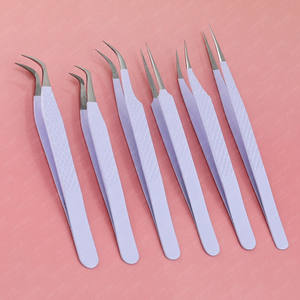 Pinzas para Extensión de Pestañas con Punta de Fibra Clásica de Primera Calidad, Ligeras, Precisas, Antiestáticas, Herramienta para Aislamiento de Pestañas - Product Image 1