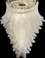 Grand Lustre Italien Vintage de Murano Soufflé Art Rose Feuille Lustre en Verre Luminaires pour Haut Plafond Hall d'Hôtel