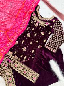 Lanzamiento de nueva colección de invierno Hermoso bordado pesado y remachado Moti Work Top - Plazzo con Dupatta - Product Image 5