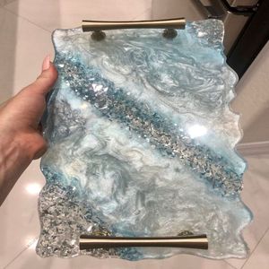 Conjunto de bandeja y posavasos de resina decorativa de diseñador hecho a mano de alta calidad para restaurantes caseros de La India - Product Image 4