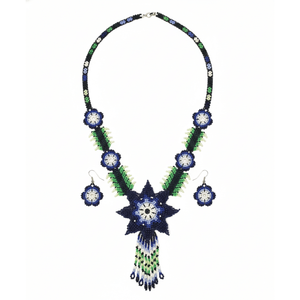 Indigo Fern Blossom Beaded Fine <b>Jewelry</b> <b>Set</b> Freshwater <b>Pearl</b> for Gift Occasions - Product Image 2
