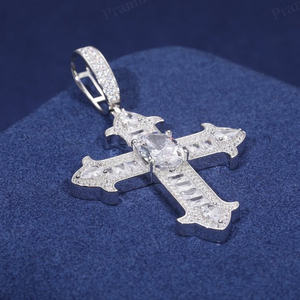 Moissanite <b>Cross</b> Pendant 925 Sterling <b>Silver</b> Iced Out Hip Hop Jewelry Statement Religious Pendant Luxury Fashion <b>Necklace</b> Charm - Product Image 5