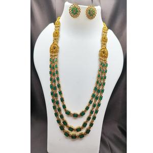 Traditional <b>Double</b> Layer Kundan Long <b>Necklace</b> Earrings Set Classic Bridal Fashion Moissanite Stone for Weddings Parties Gift - Product Image 1