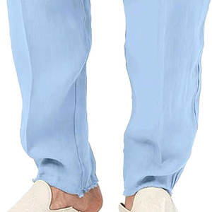 กางเกงคาร์โก้ด้านหน้าแบนสำหรับผู้ชายสีกากีกันน้ำกันลมระบายอากาศน้ำหนักเบาเอวกลางเอวยางยืด - Product Image 4