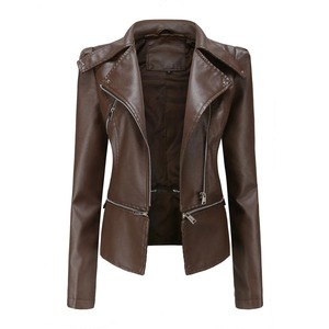 Chaqueta de cuero para mujer 2025 chaqueta básica abrigo mujer invierno motocicleta chaqueta PU cuero cremallera prendas de vestir exteriores - Product Image 3