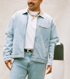 Veste de travail en toile en gros, zippée, avec logo personnalisé sérigraphié, coupe courte, effet délavé - Product Image 3